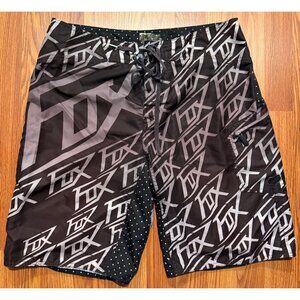 Fox Racing Board Shorts Mens 36 8" Logo AOP Swim Trunks